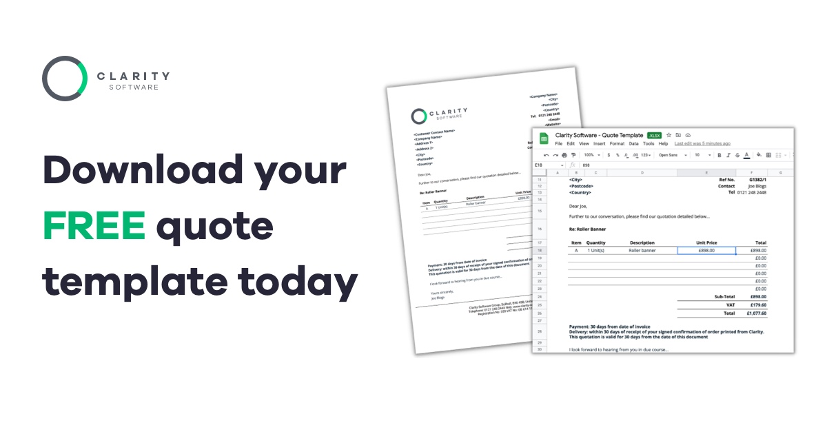 Quote Template for Excel & Google Sheets | Clarity Software